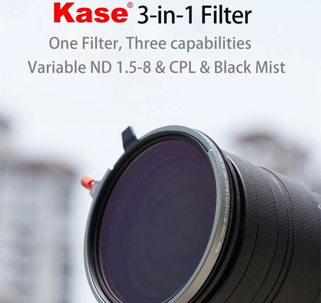 Kase 3-in-1 Variable ND3-256, CPL und 1/4 Black Mist Filter Set in Schwarz - Bild 1