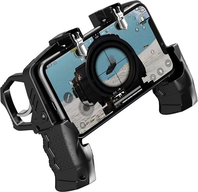TECTINTER K21 Mobiler Spiele-Controller für PUBG mit L1 R1 Trigger und Joystick in Schwarz für iPhone und Android-Smartphones - Bild 1