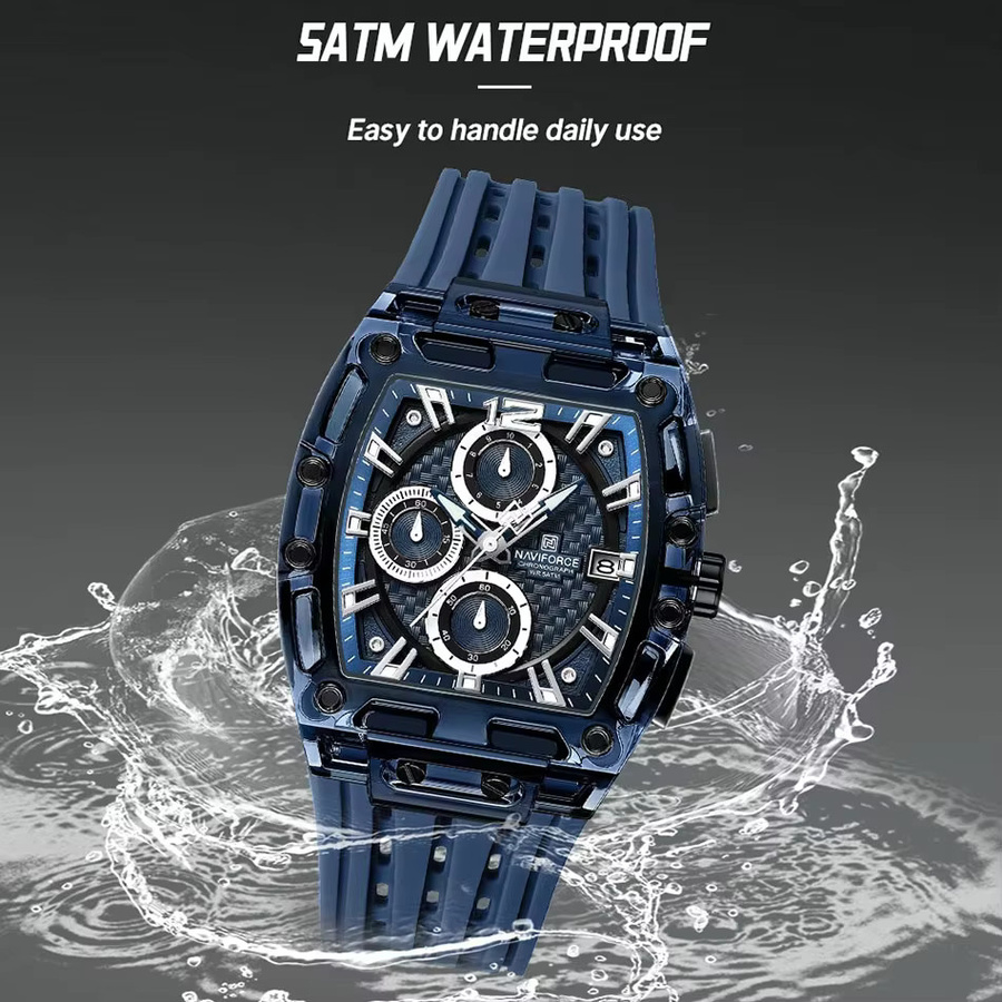 NAVIFORCE Armbanduhr Chronograph, Quarz, Silikon, Schwarz, Herren - Bild 5