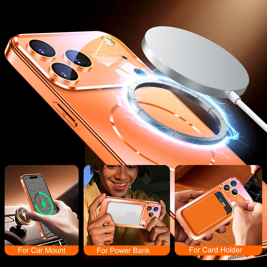 Aierkeba Matte AG Nano Handyhülle mit harter Rückseite und Magnetfunktion für MagSafe, kompatibel mit iPhone 17 16 15 14 Pro Max, Pink und Orange - Bild 4