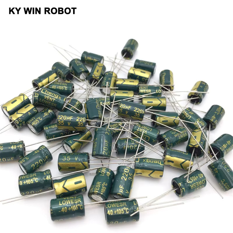 20 Stück KY WIN ROBOT Elektrolytkondensatoren 220uF 35V 105C Aluminium-Elektrolytkondensator B: 8 mm, H: 12 mm - Bild 3