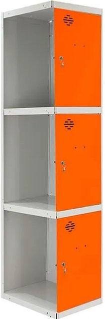 PROREGAL Spind AMEGO Anbaumodul mit 3 Abteilen Schließfach Garderobe Grau-Orange H: 180 cm, B: 30 cm, T: 50 cm - Bild 1