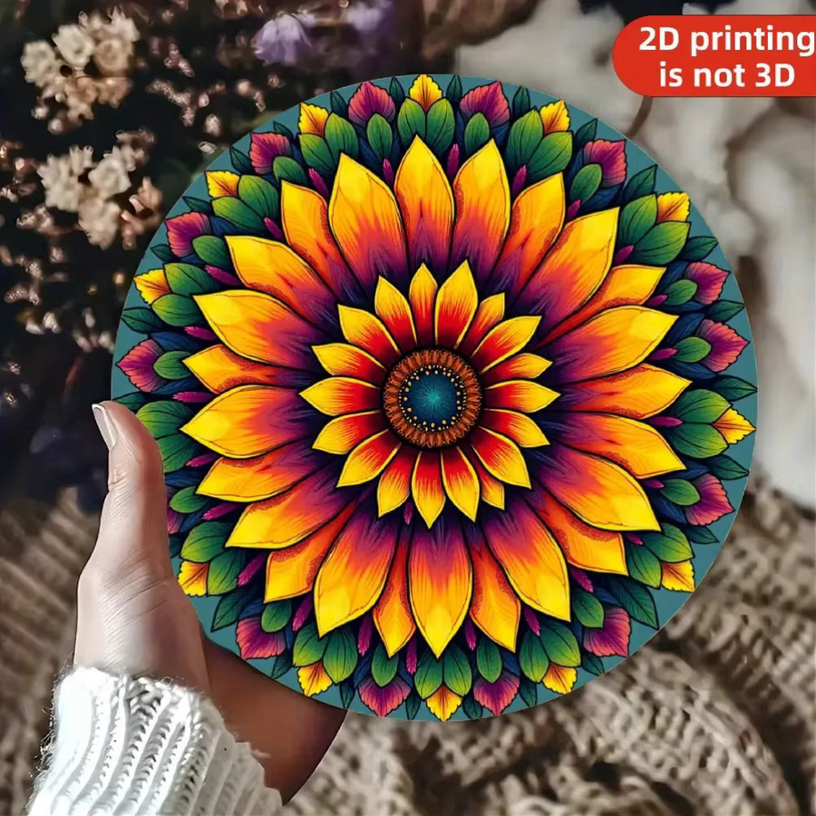 Potdemiel Vintage Wanddekoration aus Metall mit Sonnenblumen-Mandala-Design, rund, Mehrfarbig, Durchmesser: 20 cm - Bild 5