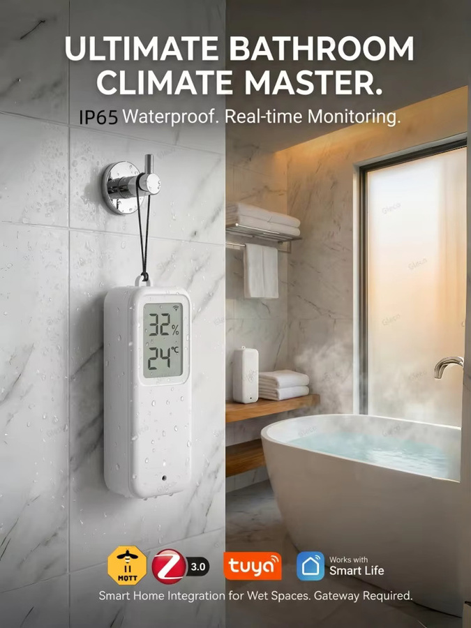 Tuya Zigbee 3.0 Temperatur- und Feuchtigkeitssensor IP65 Wasserdicht in Weiß für Tuya Smart Life Smart Home (Zigbee-Gateway erforderlich) - Bild 4