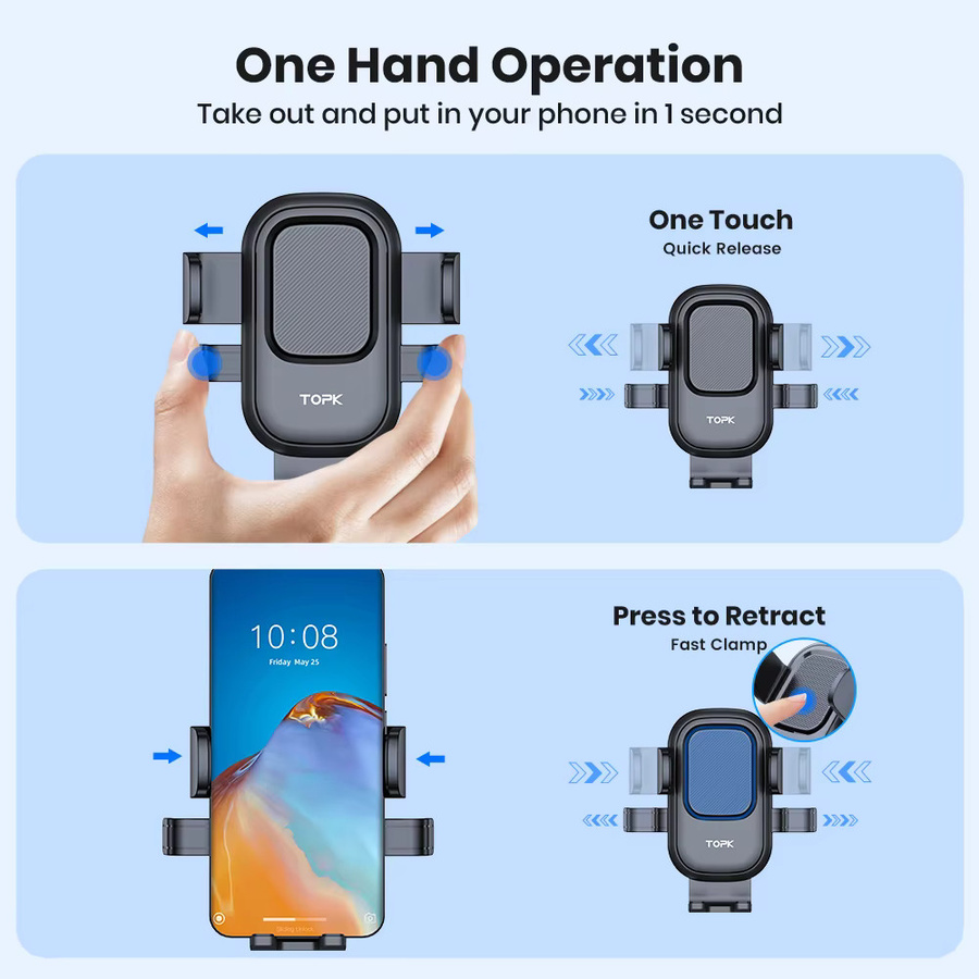 TOPK Autotelefonhalterung in Schwarz mit Saugnapf für Armaturenbrett oder Windschutzscheibe und Entlüftung als Freisprecheinrichtung für iPhone 15 14 13 Pro Max - Bild 2