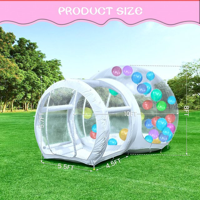 KING INFLATABLE Aufblasbares Blasenhaus aus transparentem PVC für Kinder, kommerzielles Outdoor-Spielhaus Set in Bunt, Länge: 3 m - Bild 1