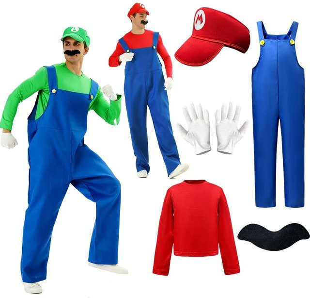 Potdemiel Super Mario Spielkostüm, Unisex, Rot, Bunt / Mehrfarbig, Set / Bundle, Plüsch / Textil - Bild 1