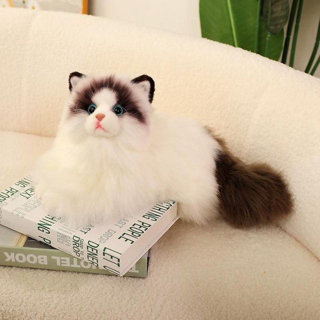 Simulierte Ragdoll Katze Puppe, Plüschtier, 50cm, Weiß - Bild 1