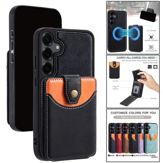 Leder-Magnet-Klapphülle als Brieftasche für Samsung Galaxy A56 A36 A16 A55 A35 A25 A15 A54 A34 A24 A14 A53 A13 in Braun - Bild 1