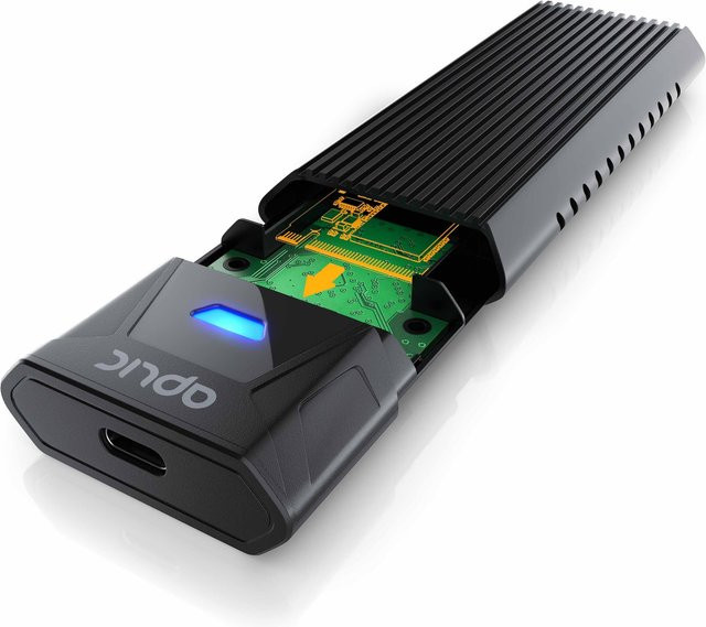 Aplic M.2 NVMe Gehäuse USB 3.2 Gen 2 auf PCIe 3.0 und SATA kompatibel mit 2230, 2242, 2260, 2280 in Schwarz mit USB-C Anschluss - Bild 1