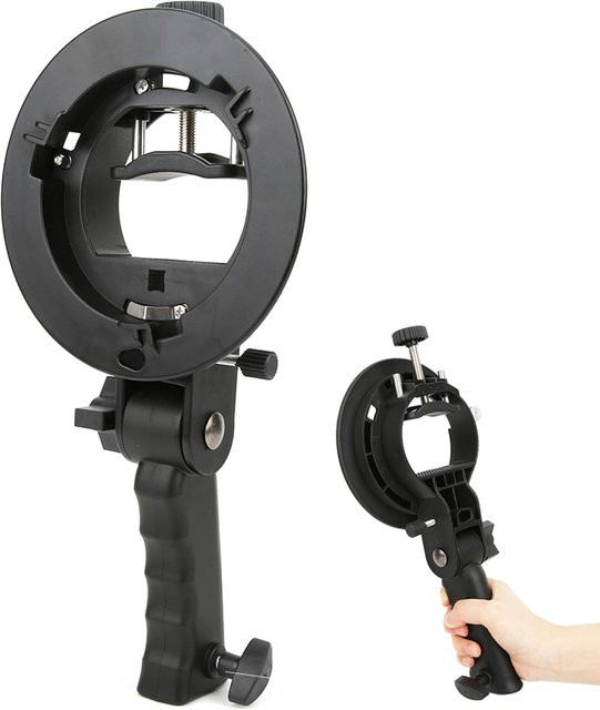 Shoemst Handheld S-Form Halterung für Bowens Mount Kamera und Taschenlampe Schwarz - Bild 1