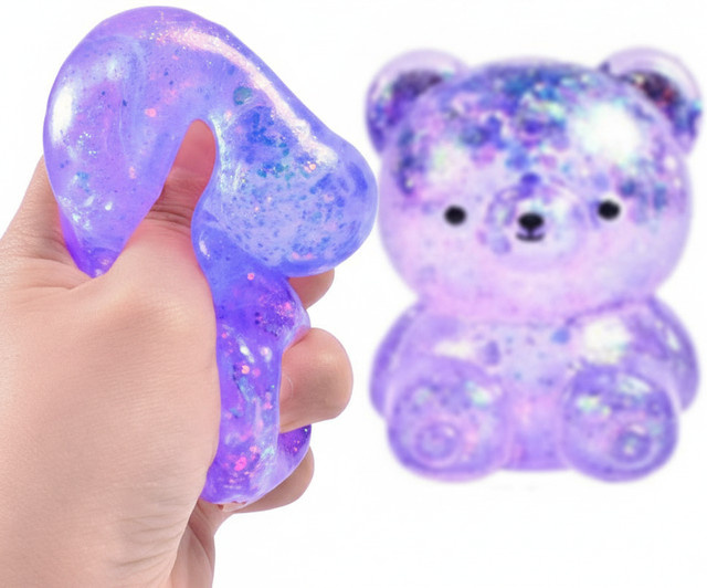 Needoh Fidget Bär Spielzeug Squishies, Glitzer Gummibärchen, Kleines Niedliches Tier, Anti-Stress Fidget Splat Entspannungs-Quetschspielzeug - Bild 1