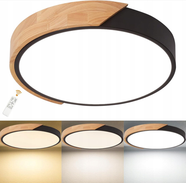 Riserva LED-Deckenleuchte aus Holz, runde Deckenlampe mit Fernbedienung, stufenlos dimmbar, 43W, Durchmesser: 30 cm - Bild 1