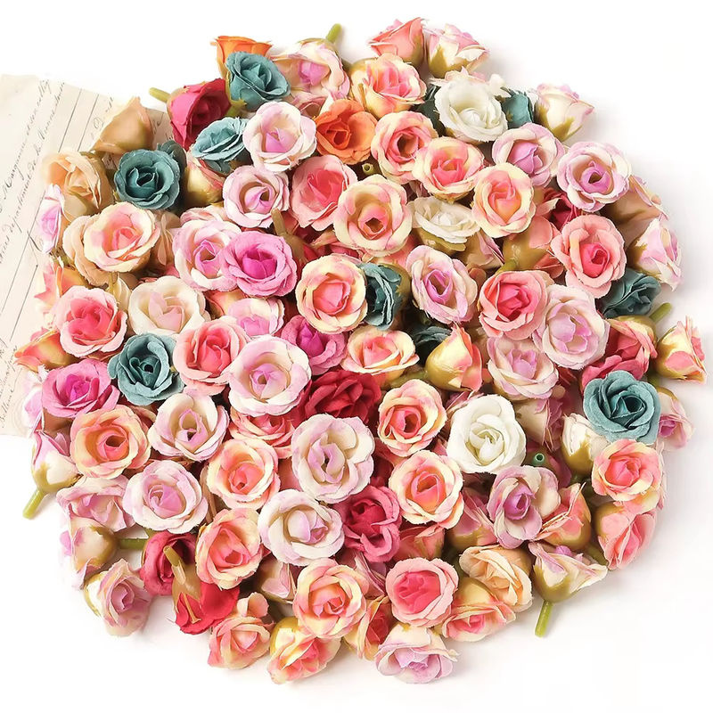 Künstliche Mini Rosen Köpfe aus Textil in Lila und Mehrfarbig für deine Hochzeitsdekoration und DIY-Projekte, Durchmesser: 2 cm - Bild 5
