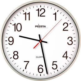 PEWETA Quarzwanduhr rund, silber, geräuschlos, Batteriebetrieb, Durchmesser: 25 cm - Bild 1