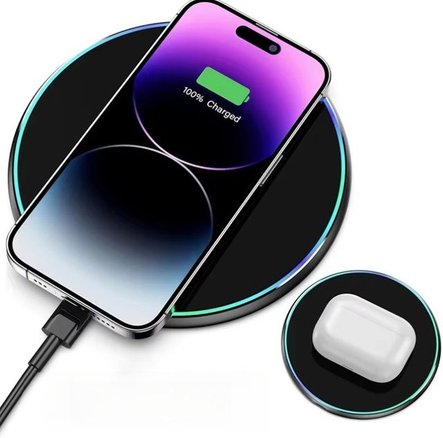 VIKEFON 15W Kabelloses Ladegerät für iPhone, Samsung, Xiaomi und Huawei in Schwarz - Bild 1
