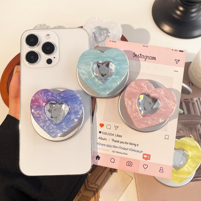 Korea Glitter Heart Diamond MagSafe Magnetischer Telefonhalter für iPhone 18 und Samsung Faltbarer Erweiterbarer Ringhalter - Bild 1