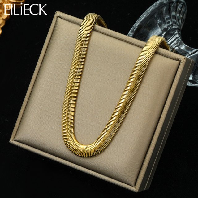 EILIECK Halskette Schlange Kette, Edelstahl, Gold, Damen - Bild 1