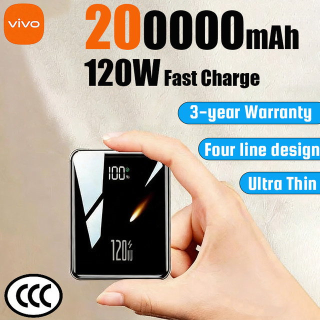 Vivo Mini Power Bank mit 10000 mAh und eingebauten 4 Kabeln in Weiß für iPhone und Samsung - Bild 1