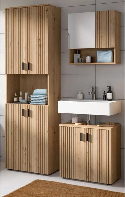 Inn.Furn Badmöbel Set Livia in Eiche, 3-teilig, Farbe Braun, B: 135 cm, H: 192 cm, T: 30 cm - Bild 1
