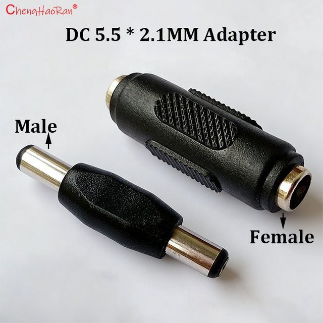 1/5 Paar DC 12V Netzteil Adapter Set mit Dualen Männlich Weiblich DC Gerade Durch Stecker, Farbe: Schwarz, Anschlussgröße: 5,5 x 2,1 mm - Bild 1