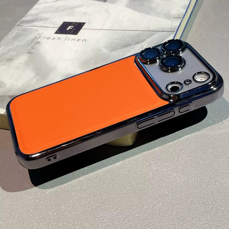 Stoßfeste Leder-Rüstungshülle mit transparenter Beschichtung für iPhone 17, 16, 15 Pro Max, 17 Pro Max und 16 Pro in Orange - Bild 2