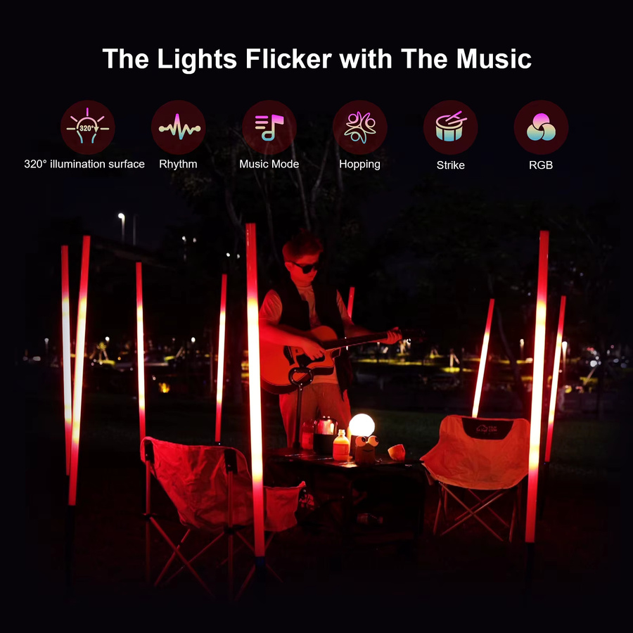 LUXCEO 6-teiliges RGB LED Licht- und Stativ-Set in Schwarz mit Musik-Synchronisierung für DJ, Bühne und Events - Bild 3