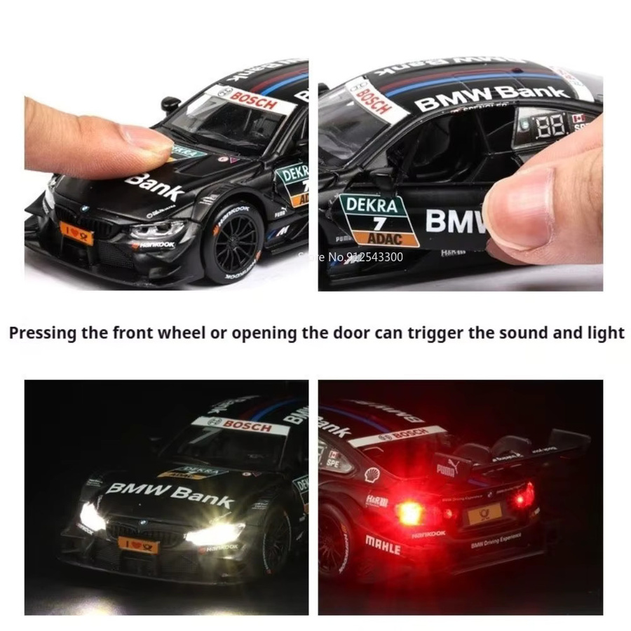 MAKEDA M4 DTM M8 Automodell-Spielzeug, 1:32, mit Licht und Sound, mit öffnenden Türen, Rückziehfunktion, Gummireifen - Bild 4
