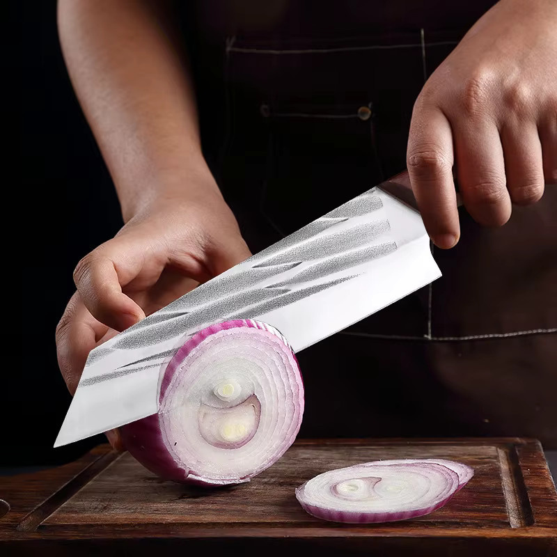 InLeung Handgeschmiedetes Fleischmesser aus Edelstahl mit Holzgriff, 17,78 cm Küchenchef-Messer für Metzger und Fisch - Bild 2