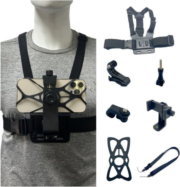 7-in-1 Action-Kamera-Set für GoPro in Schwarz mit Brustgurt, Telefonhalterung und verstellbaren Halterungen für Radfahren und Skifahren - Bild 1