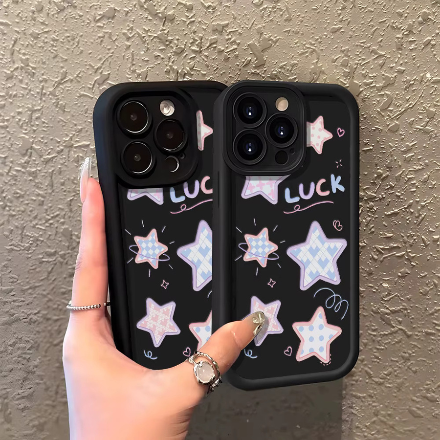 Stoßfeste TPU Handyhülle mit Stern-Design für Apple iPhone 11 12 13 14 15 16 17 Pro Max Air in Schwarz - Bild 3