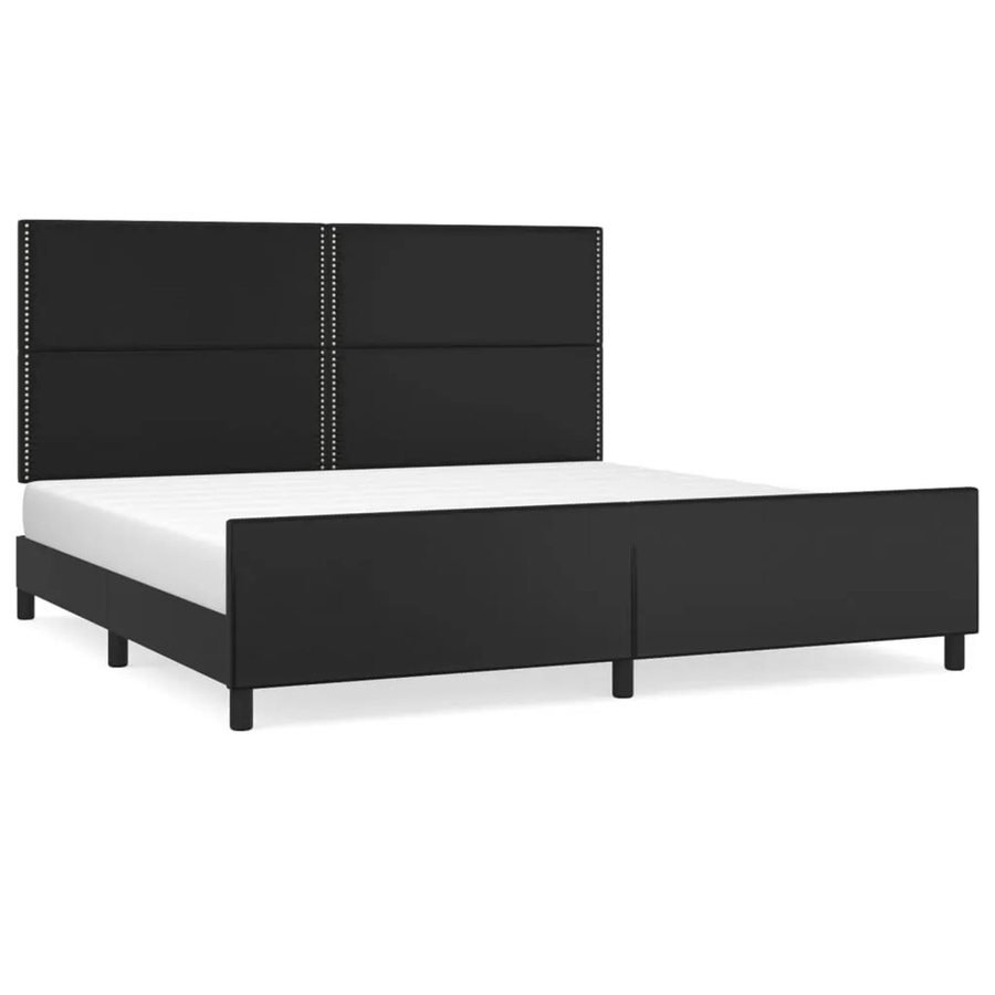 vidaXL Bettgestell mit Kopfteil in Schwarz aus Kunstleder und Holz, B/T/H: 200 x 118 x 206 cm - Bild 2