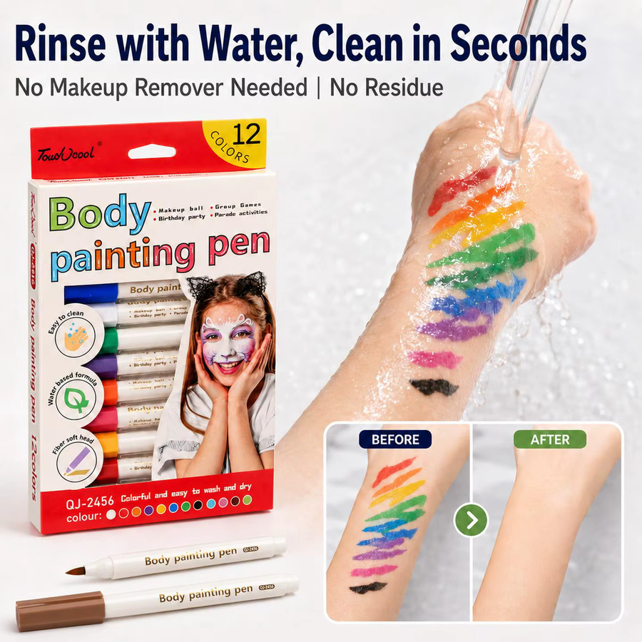 12 Farbige Körperkunst-Malstifte für Gesichtsbemalung und Cosplay, ungiftig und abwaschbar, Set für Kinder in Multicolour - Bild 3