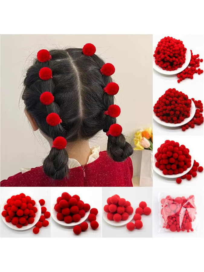 Rote Mini-Pompons als Bastelbedarf für DIY-Projekte, Weihnachten und Hochzeitsdekoration - Bild 6