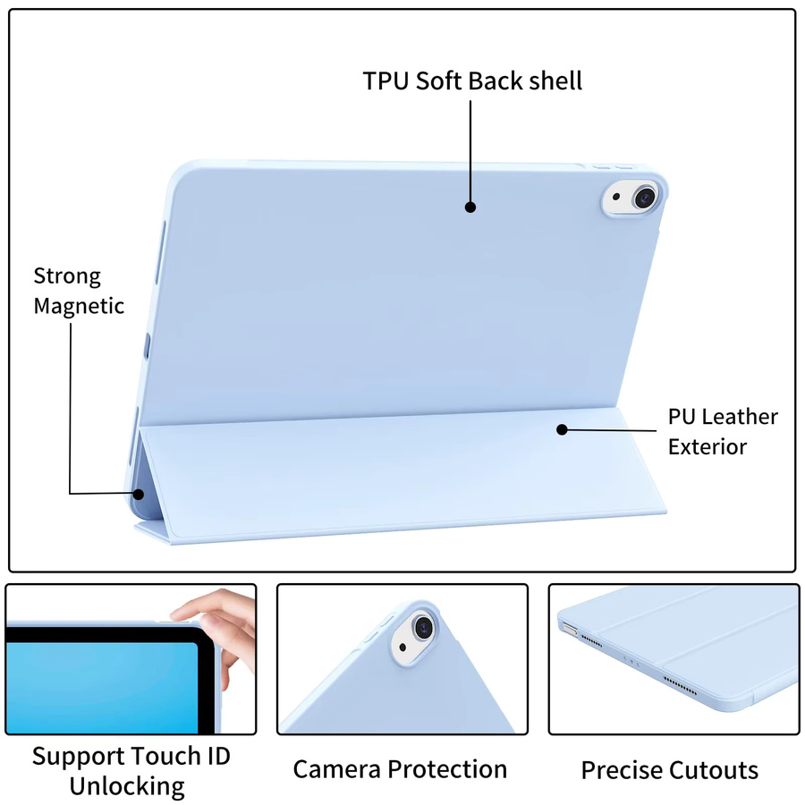 Magnetische Softshell Hülle für iPad Air 11 Zoll M4/M3/M2 und iPad Air 10,9 5./4. Generation von tzion in Green oder Blue - Bild 2