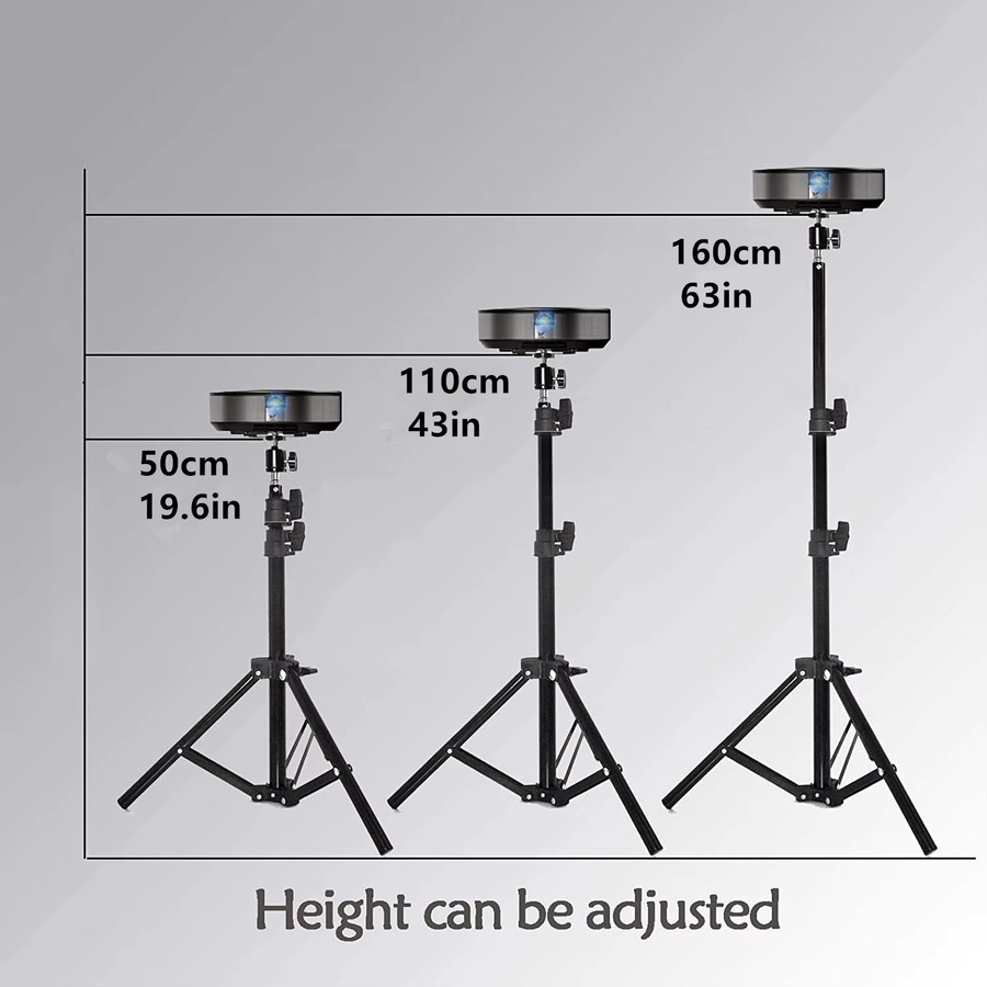 Xiaohui Universeller Tragbarer Stativ-Halter für HY300 Mini-Projektor, Schwarz, Höhe: 50 cm bis 160 cm - Bild 2