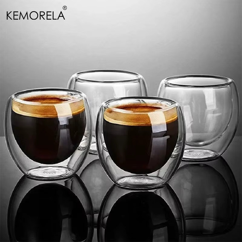 KEMORELA Set aus 6 doppelwandigen Espresso Tassen aus Borosilikatglas, transparent, 80 ml pro Tasse - Bild 5
