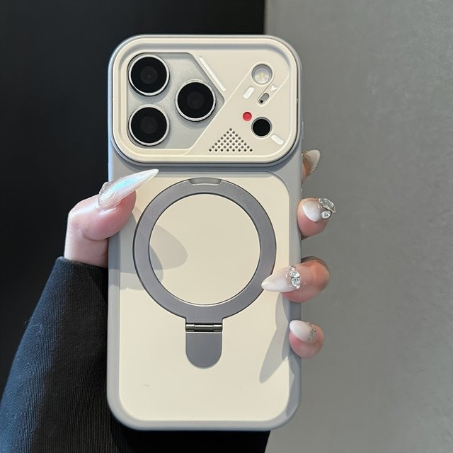 Jinitaimeik Armor MagSafe Magnetische Handyhülle mit Metallring-Halterung für iPhone 17 16 15 14 13 12 11 Pro Max Plus in Schwarz Matt - Bild 1