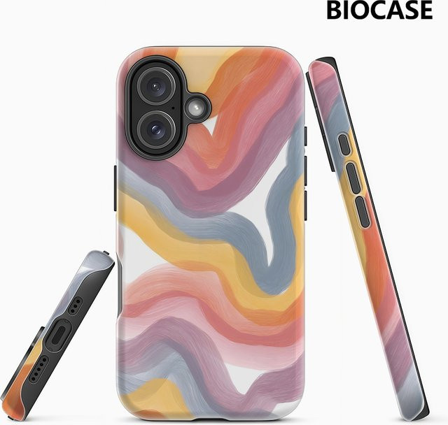 Waves Doppelschichtige Rückabdeckung Handyhülle für iPhone 11 bis iPhone 18 Pro Max Plus in Multicolour - Bild 1