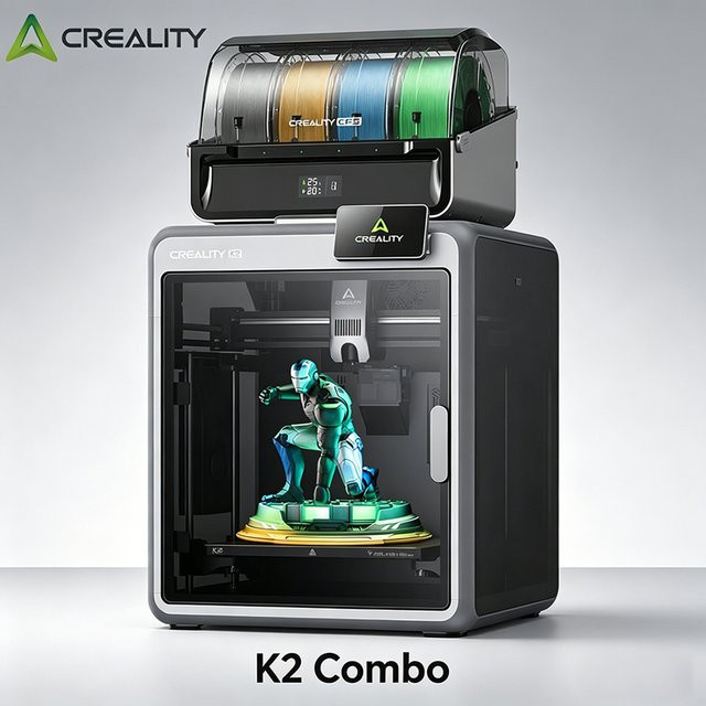 Creality K2 Combo FDM 3D-Drucker für 16 Farben mit CFS, 600 mm/s, 300°C Direct Drive, Selbstnivellierung und AI-Kamera, Schwarz - Bild 1