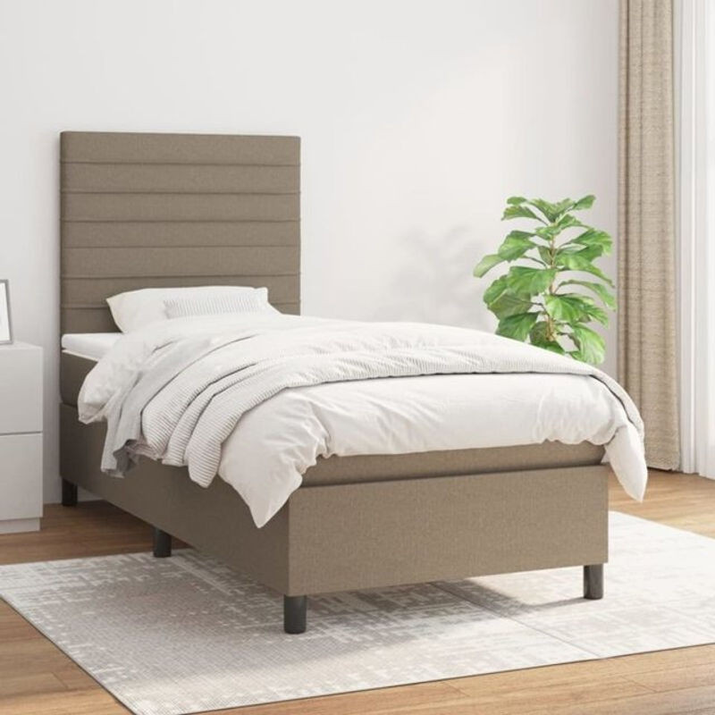 vidaxl Boxspringbett mit Matratze aus Stoff in Taupe meliert B/T/H: 90 x 200 x 118 cm - Bild 1