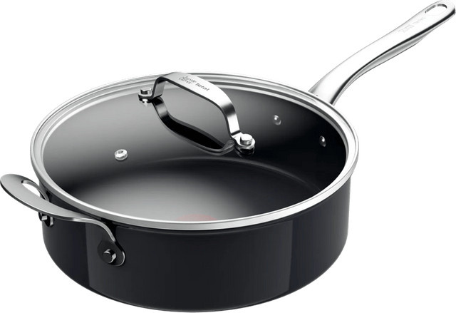 Tefal Cook Prima by Jamie Oliver Schmorpfanne mit Glasdeckel, Keramikbeschichtung, Schwarz, Durchmesser: 26 cm - Bild 1