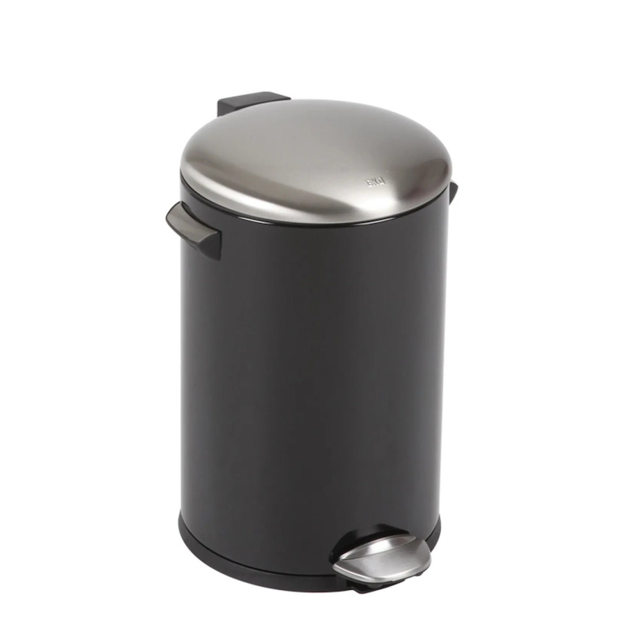 PROREGAL Retro Treteimer mit markanten Griffen und Kugelkappe in Schwarz, 12 Liter, Höhe: 41,2 cm, Durchmesser: 25 cm - Bild 2