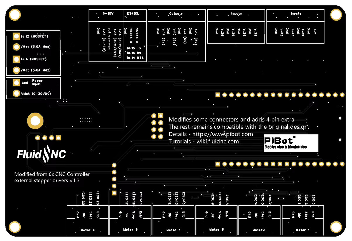 PiBot FluidNC GRBL Laser CNC Controller V4.7 B in Schwarz inklusive ESP32-Modul, OLED-Modul und Kabel - Bild 3