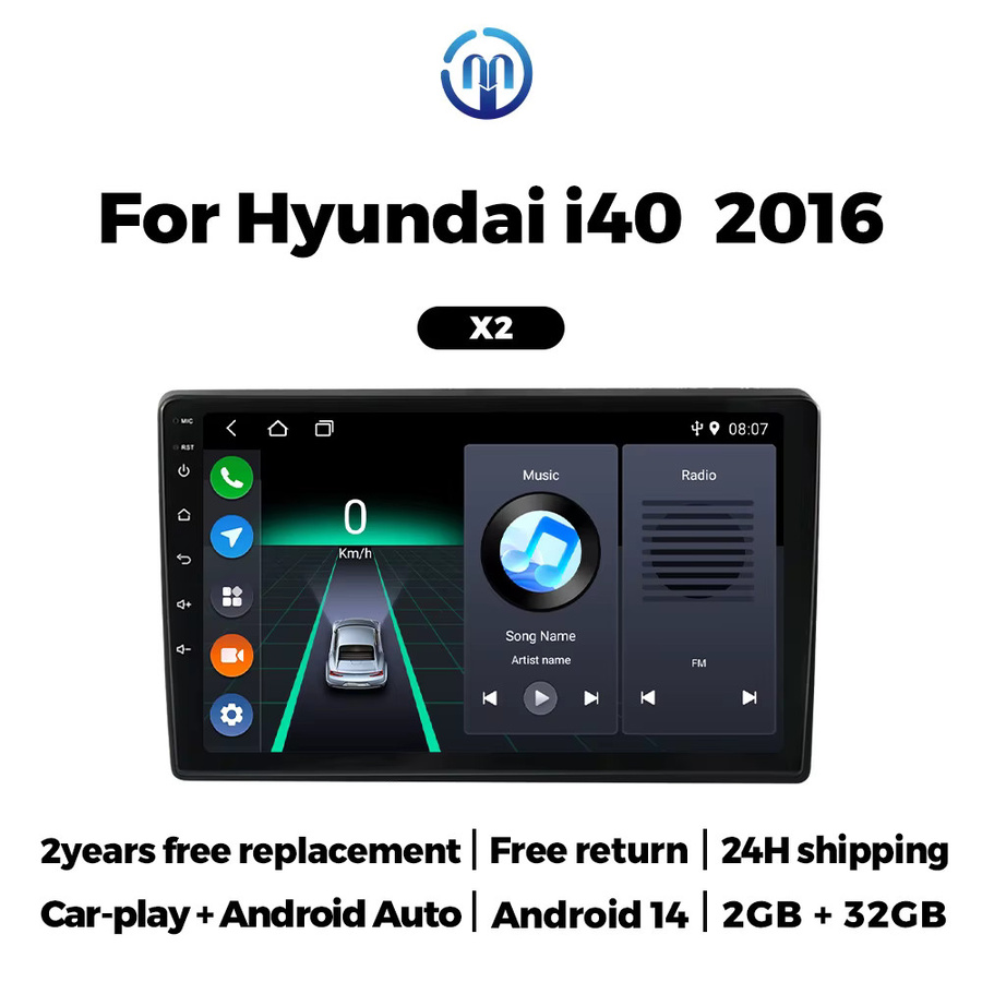 MEKEDE Android 14 Auto Radio Stereo für Hyundai i40 2011-2019 mit Carplay, GPS und Multimedia Player in Schwarz - Bild 2