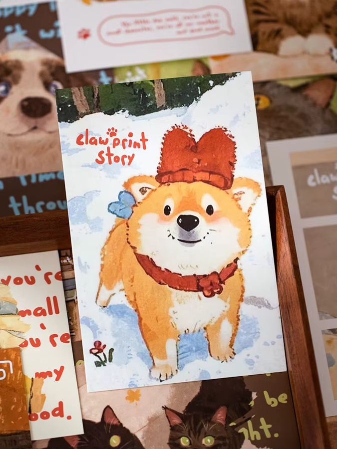 Morning Rain Postkarte mit Hunde- und Katzen-Motiv in Multicolor, kreative Wanddekoration im Ins-Style - Bild 5