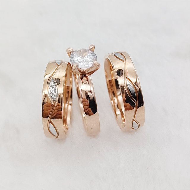 TIGERDOG BITEME Ringe Set, 18k Roségold vergoldet, Zirkonia, Unisex - Bild 1