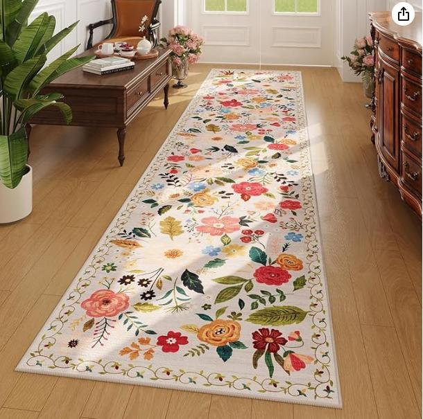 Lodestar Küchenläufer mit floralem Design in Orange, rutschfest und maschinengefertigt, B/T: 120 x 40 cm - Bild 1