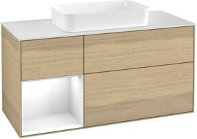 V&B Waschtischunterschrank Finion in Weiß lackiert mit Eichenoberfläche, Breite: 120 cm, Tiefe: 50,1 cm, Höhe: 50,1 cm - Bild 1