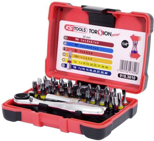 KS Tools 1/4" TORSIONpower Bit-Box, 32-tlg. in Rot - Bild 1